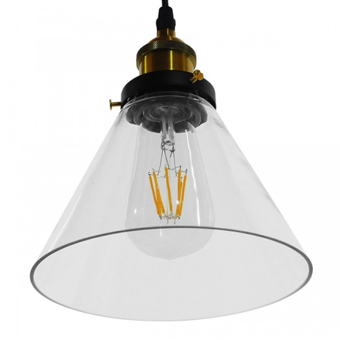 GloboStar® CONE 01169 Vintage Κρεμαστό Φωτιστικό Οροφής Μονόφωτο 1 x E27 Γυάλινο Καμπάνα Φ18 x Y20cm GloboStar® CONE 01169 Vintage Κρεμαστό Φωτιστικό Οροφής Μονόφωτο 1 x E27 Γυάλινο Καμπάνα Φ18 x Y20cm