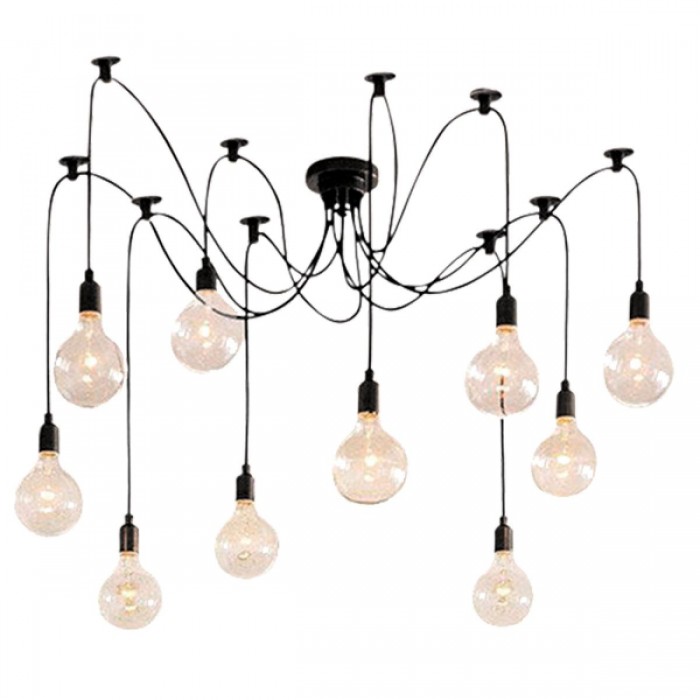 GloboStar® WIRED 01173 Vintage Φωτιστικό Οροφής Πολύφωτο Μαύρο GloboStar® WIRED 01173 Vintage Φωτιστικό Οροφής Πολύφωτο Μαύρο