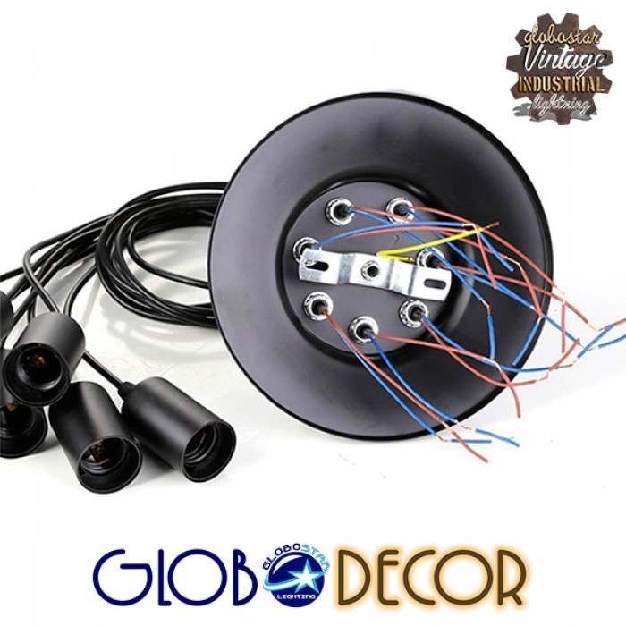 GloboStar® WIRED 01173 Vintage Φωτιστικό Οροφής Πολύφωτο Μαύρο GloboStar® WIRED 01173 Vintage Φωτιστικό Οροφής Πολύφωτο Μαύρο