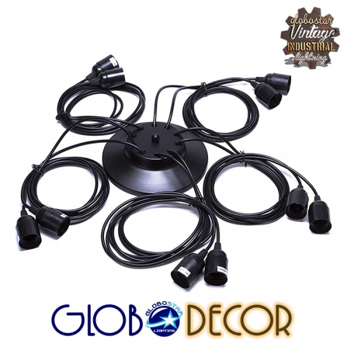 GloboStar® WIRED 01173 Vintage Φωτιστικό Οροφής Πολύφωτο Μαύρο GloboStar® WIRED 01173 Vintage Φωτιστικό Οροφής Πολύφωτο Μαύρο