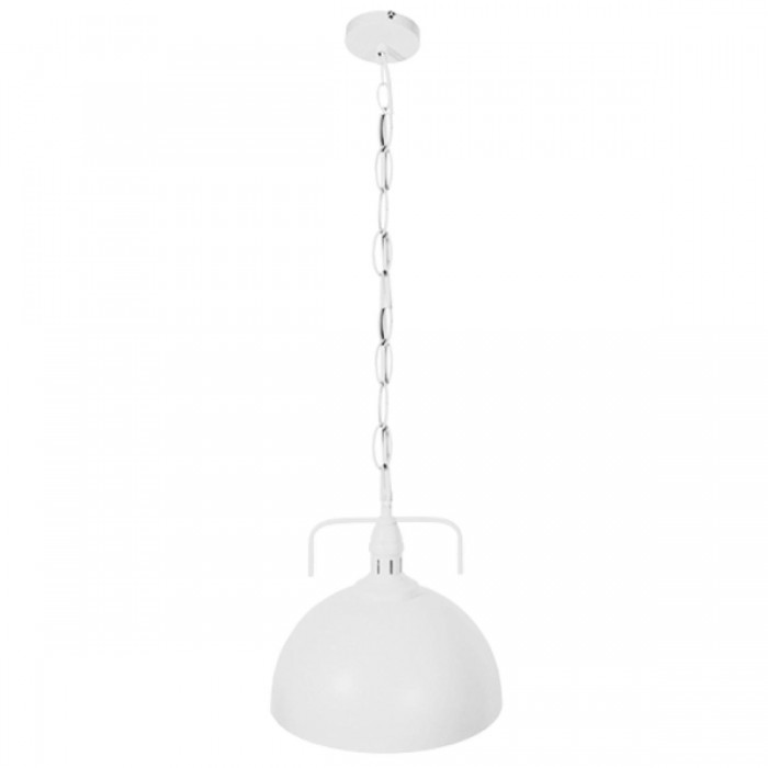 GloboStar® LARKIN 01174 Vintage Κρεμαστό Φωτιστικό Οροφής Μονόφωτο 1 x E27 Λευκό Μεταλλικό Καμπάνα Φ31 x Y30cm