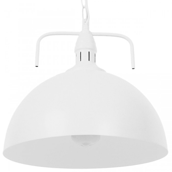 GloboStar® LARKIN 01174 Vintage Κρεμαστό Φωτιστικό Οροφής Μονόφωτο 1 x E27 Λευκό Μεταλλικό Καμπάνα Φ31 x Y30cm