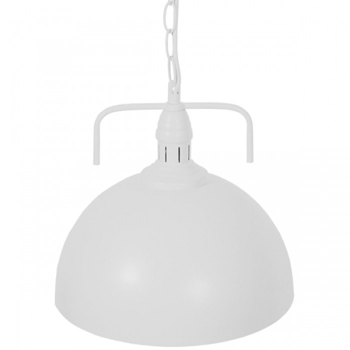 GloboStar® LARKIN 01174 Vintage Κρεμαστό Φωτιστικό Οροφής Μονόφωτο 1 x E27 Λευκό Μεταλλικό Καμπάνα Φ31 x Y30cm