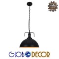 GloboStar® LARKIN 01175 Vintage Κρεμαστό Φωτιστικό Οροφής Μονόφωτο 1 x E27 Μαύρο Μεταλλικό Καμπάνα Φ31 x Y30cm