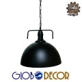 GloboStar® LARKIN 01175 Vintage Κρεμαστό Φωτιστικό Οροφής Μονόφωτο 1 x E27 Μαύρο Μεταλλικό Καμπάνα Φ31 x Y30cm
