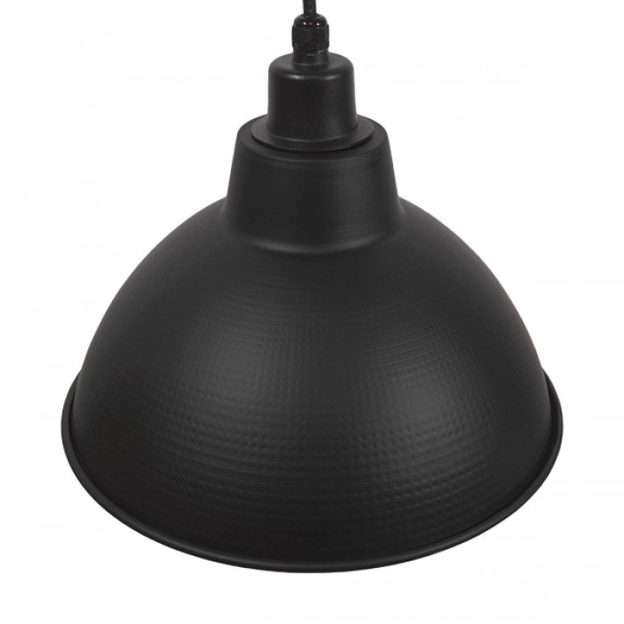 GloboStar® LOUVE 01176 Vintage Industrial Κρεμαστό Φωτιστικό Οροφής Μονόφωτο Μαύρο Μεταλλικό Καμπάνα Φ39 x Y32cm