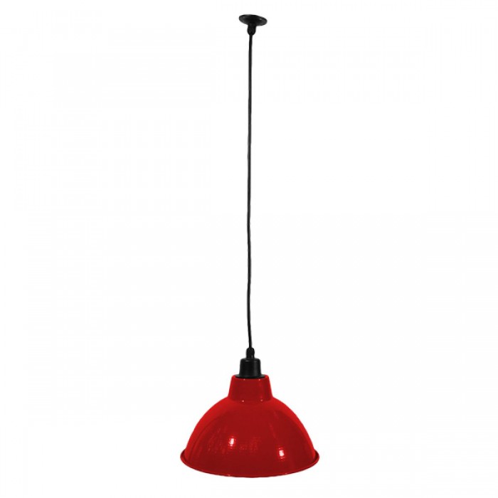 GloboStar® LOUVE 01177 Vintage Industrial Κρεμαστό Φωτιστικό Οροφής Μονόφωτο Κόκκινο Μεταλλικό Καμπάνα Φ39 x Y32cm