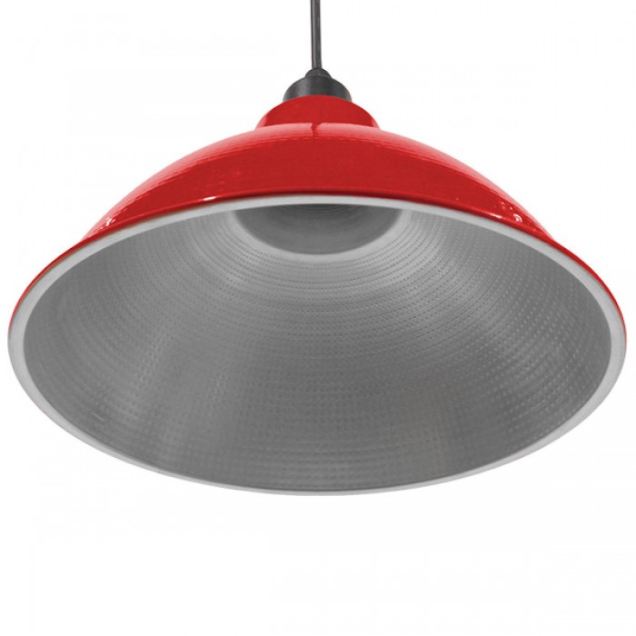 GloboStar® LOUVE 01177 Vintage Industrial Κρεμαστό Φωτιστικό Οροφής Μονόφωτο Κόκκινο Μεταλλικό Καμπάνα Φ39 x Y32cm