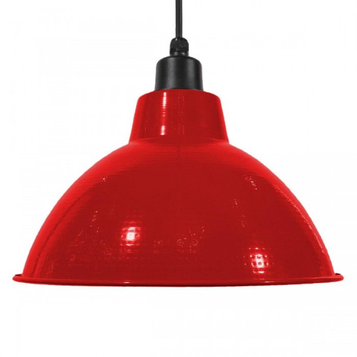 GloboStar® LOUVE 01177 Vintage Industrial Κρεμαστό Φωτιστικό Οροφής Μονόφωτο Κόκκινο Μεταλλικό Καμπάνα Φ39 x Y32cm