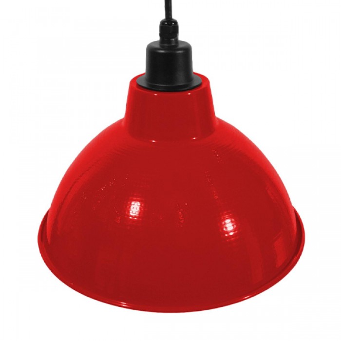 GloboStar® LOUVE 01177 Vintage Industrial Κρεμαστό Φωτιστικό Οροφής Μονόφωτο Κόκκινο Μεταλλικό Καμπάνα Φ39 x Y32cm