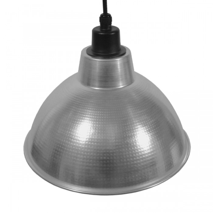 GloboStar® LOUVE 01178 Vintage Industrial Κρεμαστό Φωτιστικό Οροφής Μονόφωτο Ασημί Μεταλλικό Καμπάνα Φ39 x Y32cm