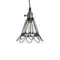 GloboStar® FLOWER IRON RUST 01181 Vintage Κρεμαστό Φωτιστικό Οροφής Μονόφωτο 1 x E27 AC220-240V IP20 - Φ10 x Υ20cm - Μαύρο Μεταλλικό Πλέγμα