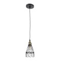 GloboStar® FLOWER IRON RUST 01181 Vintage Κρεμαστό Φωτιστικό Οροφής Μονόφωτο 1 x E27 AC220-240V IP20 - Φ10 x Υ20cm - Μαύρο Μεταλλικό Πλέγμα