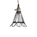 GloboStar® FLOWER IRON RUST 01181 Vintage Κρεμαστό Φωτιστικό Οροφής Μονόφωτο 1 x E27 AC220-240V IP20 - Φ10 x Υ20cm - Μαύρο Μεταλλικό Πλέγμα