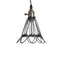 GloboStar® FLOWER IRON RUST 01181 Vintage Κρεμαστό Φωτιστικό Οροφής Μονόφωτο 1 x E27 AC220-240V IP20 - Φ10 x Υ20cm - Μαύρο Μεταλλικό Πλέγμα