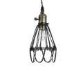 GloboStar® FLOWER IRON RUST 01181 Vintage Κρεμαστό Φωτιστικό Οροφής Μονόφωτο 1 x E27 AC220-240V IP20 - Φ10 x Υ20cm - Μαύρο Μεταλλικό Πλέγμα