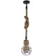 GloboStar® HELLET 01182 Vintage Industrial Κρεμαστό Φωτιστικό Οροφής Μονόφωτο 1 x E27 Μαύρο Μεταλλικό Πλέγμα με Μπεζ Σχοινί Φ16 x Y25cm