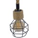 GloboStar® HELLET 01182 Vintage Industrial Κρεμαστό Φωτιστικό Οροφής Μονόφωτο 1 x E27 Μαύρο Μεταλλικό Πλέγμα με Μπεζ Σχοινί Φ16 x Y25cm