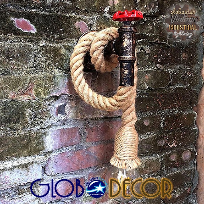 GloboStar® TROUVER 01183 Vintage Industrial Φωτιστικό Τοίχου Απλίκα Μονόφωτο Μπρούτζινο Σκουριά Μεταλλικό με Μπεζ Σχοινί Μ14.5 x Π3.3 x Υ16cm GloboStar® TROUVER 01183 Vintage Industrial Φωτιστικό Τοίχου Απλίκα Μονόφωτο Μπρούτζινο Σκουριά Μεταλλικό με Μπεζ Σχοινί Μ14.5 x Π3.3 x Υ16cm