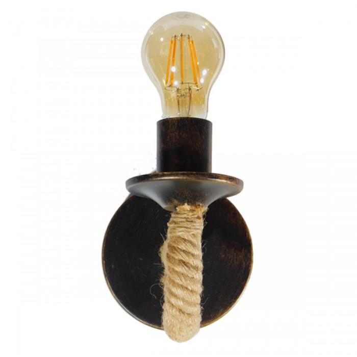 GloboStar® DAKER 01184 Vintage Φωτιστικό Τοίχου Απλίκα Μονόφωτο Μαύρο Μεταλλικό Με Μπεζ Σχοινί Μ21 x Π12 x Υ16cm GloboStar® DAKER 01184 Vintage Φωτιστικό Τοίχου Απλίκα Μονόφωτο Μαύρο Μεταλλικό Με Μπεζ Σχοινί Μ21 x Π12 x Υ16cm