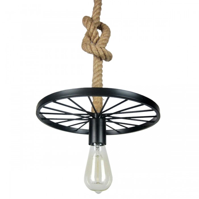 GloboStar® VELO 01185 Vintage Industrial Κρεμαστό Φωτιστικό Οροφής Μονόφωτο 1 x E27 Μαύρο Μεταλλικό Πλέγμα με Μπεζ Σχοινί Φ30 x Y16cm GloboStar® VELO 01185 Vintage Industrial Κρεμαστό Φωτιστικό Οροφής Μονόφωτο 1 x E27 Μαύρο Μεταλλικό Πλέγμα με Μπεζ Σχοινί Φ30 x Y16cm