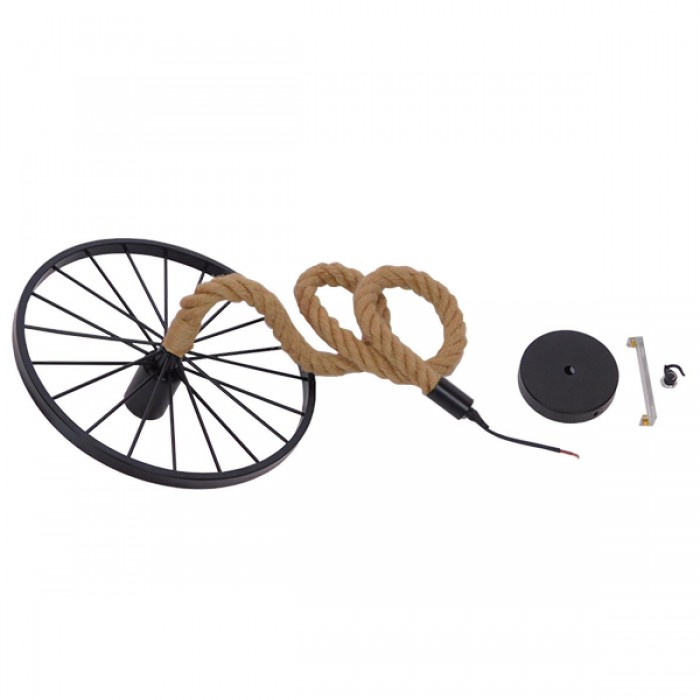 GloboStar® VELO 01185 Vintage Industrial Κρεμαστό Φωτιστικό Οροφής Μονόφωτο 1 x E27 Μαύρο Μεταλλικό Πλέγμα με Μπεζ Σχοινί Φ30 x Y16cm GloboStar® VELO 01185 Vintage Industrial Κρεμαστό Φωτιστικό Οροφής Μονόφωτο 1 x E27 Μαύρο Μεταλλικό Πλέγμα με Μπεζ Σχοινί Φ30 x Y16cm