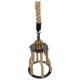 GloboStar® LANTERN 01186 Vintage Industrial Κρεμαστό Φωτιστικό Οροφής Μονόφωτο 1 x E27 Μαύρο Μεταλλικό με Μπεζ Σχοινί Φ15 x Y24cm