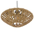 GloboStar® NATHLEN 01187 Vintage Κρεμαστό Φωτιστικό Οροφής Μονόφωτο 1 x E27 Μαύρο Μεταλλικό Πλέγμα με Μπεζ Σχοινί Φ40 x Y20cm