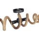GloboStar® SPIRAL 01188 Vintage Industrial Φωτιστικό Οροφής Δίφωτο Μαύρο Μεταλλικό με Μπεζ Σχοινί Μ75 x Π20 x Υ24cm