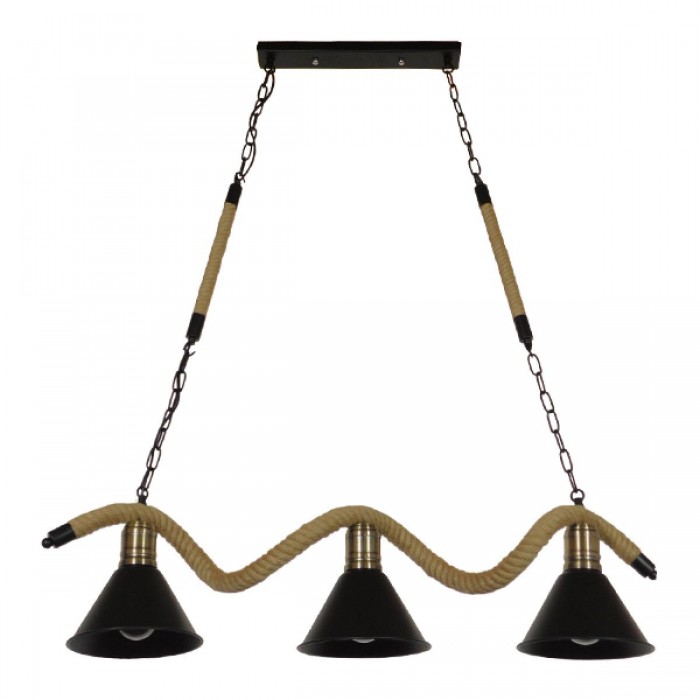 GloboStar® TYMEN 01189 Vintage Φωτιστικό Οροφής Τρίφωτο 3 x E27 Μαύρο Μεταλλικό Καμπάνα με Μπεζ Σχοινί Μ86 x Π22 x Υ23cm GloboStar® TYMEN 01189 Vintage Φωτιστικό Οροφής Τρίφωτο 3 x E27 Μαύρο Μεταλλικό Καμπάνα με Μπεζ Σχοινί Μ86 x Π22 x Υ23cm