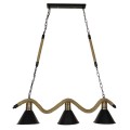 GloboStar® TYMEN 01189 Vintage Φωτιστικό Οροφής Τρίφωτο 3 x E27 Μαύρο Μεταλλικό Καμπάνα με Μπεζ Σχοινί Μ86 x Π22 x Υ23cm