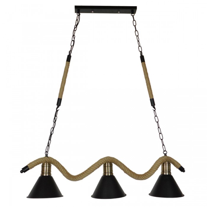 GloboStar® TYMEN 01189 Vintage Φωτιστικό Οροφής Τρίφωτο 3 x E27 Μαύρο Μεταλλικό Καμπάνα με Μπεζ Σχοινί Μ86 x Π22 x Υ23cm GloboStar® TYMEN 01189 Vintage Φωτιστικό Οροφής Τρίφωτο 3 x E27 Μαύρο Μεταλλικό Καμπάνα με Μπεζ Σχοινί Μ86 x Π22 x Υ23cm