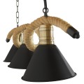 GloboStar® TYMEN 01189 Vintage Φωτιστικό Οροφής Τρίφωτο 3 x E27 Μαύρο Μεταλλικό Καμπάνα με Μπεζ Σχοινί Μ86 x Π22 x Υ23cm