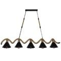 GloboStar® TYMEN 01190 Vintage Φωτιστικό Οροφής Πολύφωτο 5 x E27 Μαύρο Μεταλλικό Καμπάνα με Μπεζ Σχοινί Μ150 x Π22 x Υ23cm
