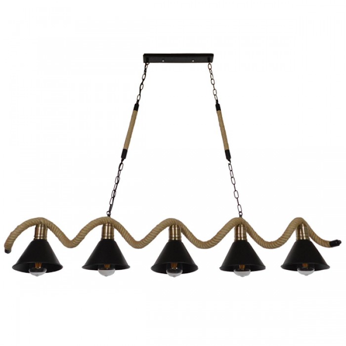 GloboStar® TYMEN 01190 Vintage Φωτιστικό Οροφής Πολύφωτο 5 x E27 Μαύρο Μεταλλικό Καμπάνα με Μπεζ Σχοινί Μ150 x Π22 x Υ23cm GloboStar® TYMEN 01190 Vintage Φωτιστικό Οροφής Πολύφωτο 5 x E27 Μαύρο Μεταλλικό Καμπάνα με Μπεζ Σχοινί Μ150 x Π22 x Υ23cm