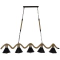 GloboStar® TYMEN 01190 Vintage Φωτιστικό Οροφής Πολύφωτο 5 x E27 Μαύρο Μεταλλικό Καμπάνα με Μπεζ Σχοινί Μ150 x Π22 x Υ23cm