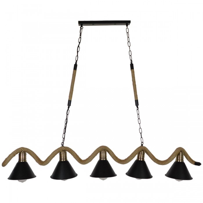 GloboStar® TYMEN 01190 Vintage Φωτιστικό Οροφής Πολύφωτο 5 x E27 Μαύρο Μεταλλικό Καμπάνα με Μπεζ Σχοινί Μ150 x Π22 x Υ23cm GloboStar® TYMEN 01190 Vintage Φωτιστικό Οροφής Πολύφωτο 5 x E27 Μαύρο Μεταλλικό Καμπάνα με Μπεζ Σχοινί Μ150 x Π22 x Υ23cm