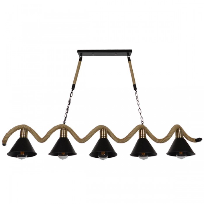 GloboStar® TYMEN 01190 Vintage Φωτιστικό Οροφής Πολύφωτο 5 x E27 Μαύρο Μεταλλικό Καμπάνα με Μπεζ Σχοινί Μ150 x Π22 x Υ23cm GloboStar® TYMEN 01190 Vintage Φωτιστικό Οροφής Πολύφωτο 5 x E27 Μαύρο Μεταλλικό Καμπάνα με Μπεζ Σχοινί Μ150 x Π22 x Υ23cm