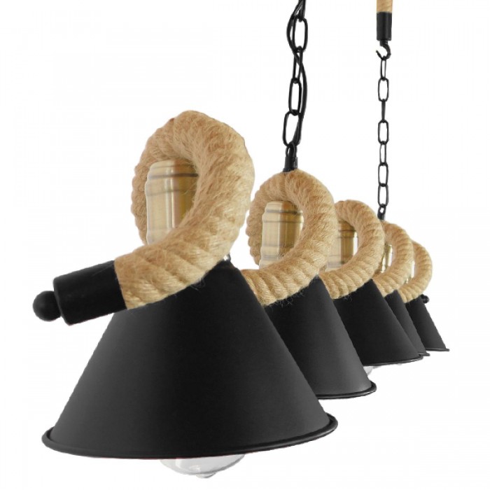 GloboStar® TYMEN 01190 Vintage Φωτιστικό Οροφής Πολύφωτο 5 x E27 Μαύρο Μεταλλικό Καμπάνα με Μπεζ Σχοινί Μ150 x Π22 x Υ23cm GloboStar® TYMEN 01190 Vintage Φωτιστικό Οροφής Πολύφωτο 5 x E27 Μαύρο Μεταλλικό Καμπάνα με Μπεζ Σχοινί Μ150 x Π22 x Υ23cm