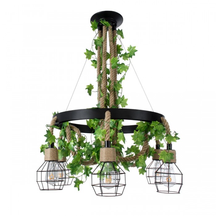 GloboStar® HELLET 01193 Vintage Industrial Κρεμαστό Φωτιστικό Οροφής Πολύφωτο 6 x E27 Μαύρο Μεταλλικό Πλέγμα με Μπεζ Σχοινί Φ72 x Y80cm GloboStar® HELLET 01193 Vintage Industrial Κρεμαστό Φωτιστικό Οροφής Πολύφωτο 6 x E27 Μαύρο Μεταλλικό Πλέγμα με Μπεζ Σχοινί Φ72 x Y80cm