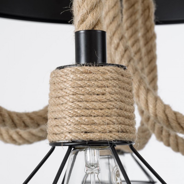 GloboStar® HELLET 01193 Vintage Industrial Κρεμαστό Φωτιστικό Οροφής Πολύφωτο 6 x E27 Μαύρο Μεταλλικό Πλέγμα με Μπεζ Σχοινί Φ72 x Y80cm GloboStar® HELLET 01193 Vintage Industrial Κρεμαστό Φωτιστικό Οροφής Πολύφωτο 6 x E27 Μαύρο Μεταλλικό Πλέγμα με Μπεζ Σχοινί Φ72 x Y80cm