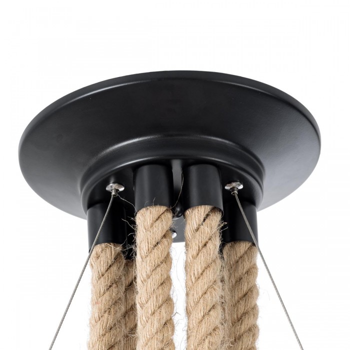 GloboStar® HELLET 01193 Vintage Industrial Κρεμαστό Φωτιστικό Οροφής Πολύφωτο 6 x E27 Μαύρο Μεταλλικό Πλέγμα με Μπεζ Σχοινί Φ72 x Y80cm GloboStar® HELLET 01193 Vintage Industrial Κρεμαστό Φωτιστικό Οροφής Πολύφωτο 6 x E27 Μαύρο Μεταλλικό Πλέγμα με Μπεζ Σχοινί Φ72 x Y80cm