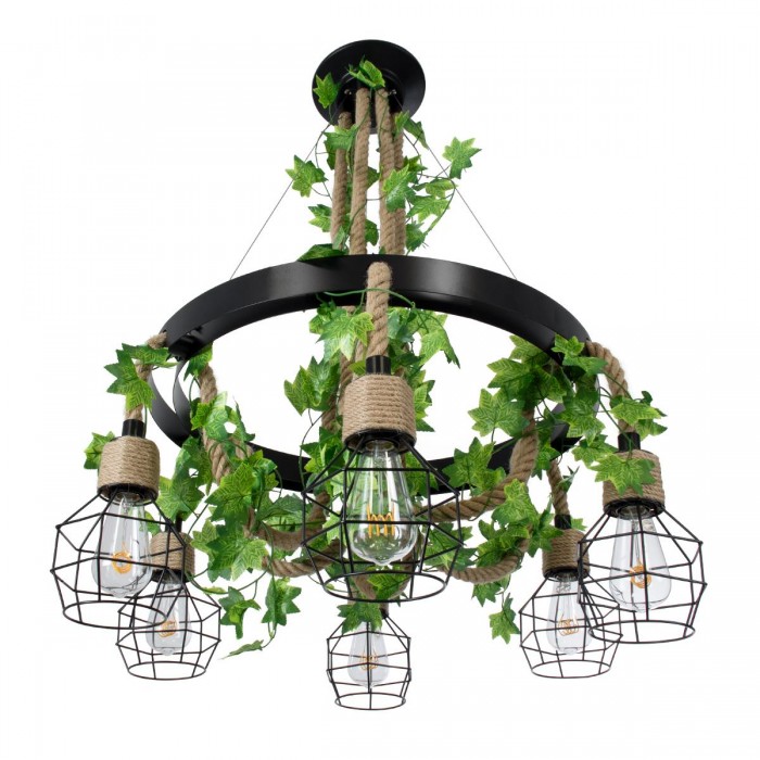 GloboStar® HELLET 01193 Vintage Industrial Κρεμαστό Φωτιστικό Οροφής Πολύφωτο 6 x E27 Μαύρο Μεταλλικό Πλέγμα με Μπεζ Σχοινί Φ72 x Y80cm GloboStar® HELLET 01193 Vintage Industrial Κρεμαστό Φωτιστικό Οροφής Πολύφωτο 6 x E27 Μαύρο Μεταλλικό Πλέγμα με Μπεζ Σχοινί Φ72 x Y80cm