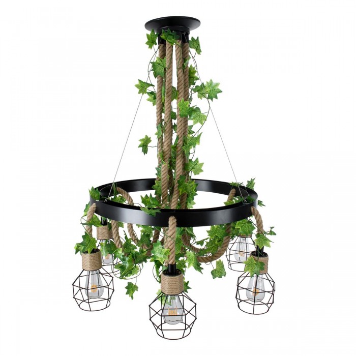 GloboStar® HELLET 01193 Vintage Industrial Κρεμαστό Φωτιστικό Οροφής Πολύφωτο 6 x E27 Μαύρο Μεταλλικό Πλέγμα με Μπεζ Σχοινί Φ72 x Y80cm GloboStar® HELLET 01193 Vintage Industrial Κρεμαστό Φωτιστικό Οροφής Πολύφωτο 6 x E27 Μαύρο Μεταλλικό Πλέγμα με Μπεζ Σχοινί Φ72 x Y80cm