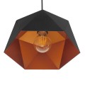 GloboStar® HEXAGON 01194 Μοντέρνο Κρεμαστό Φωτιστικό Οροφής Μονόφωτο Μαύρο - Χρυσό Μεταλλικό Καμπάνα Φ25 x Υ15cm