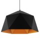 GloboStar® HEXAGON 01195 Μοντέρνο Κρεμαστό Φωτιστικό Οροφής Μονόφωτο Μαύρο - Χρυσό Μεταλλικό Καμπάνα Φ46 x Y25cm