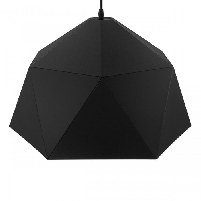 GloboStar® HEXAGON 01195 Μοντέρνο Κρεμαστό Φωτιστικό Οροφής Μονόφωτο Μαύρο - Χρυσό Μεταλλικό Καμπάνα Φ46 x Y25cm