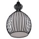 GloboStar® THYDA 01197 Μοντέρνο Κρεμαστό Φωτιστικό Οροφής Μονόφωτο Μαύρο Μεταλλικό Πλέγμα με Υφασμάτινο Εσωτερικό Καπέλο Φ21 x Y40cm