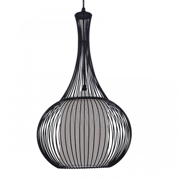GloboStar® BERNA 01198 Μοντέρνο Κρεμαστό Φωτιστικό Οροφής Μονόφωτο Μαύρο Μεταλλικό Πλέγμα με Υφασμάτινο Εσωτερικό Καπέλο Φ30 x Y50cm GloboStar® BERNA 01198 Μοντέρνο Κρεμαστό Φωτιστικό Οροφής Μονόφωτο Μαύρο Μεταλλικό Πλέγμα με Υφασμάτινο Εσωτερικό Καπέλο Φ30 x Y50cm