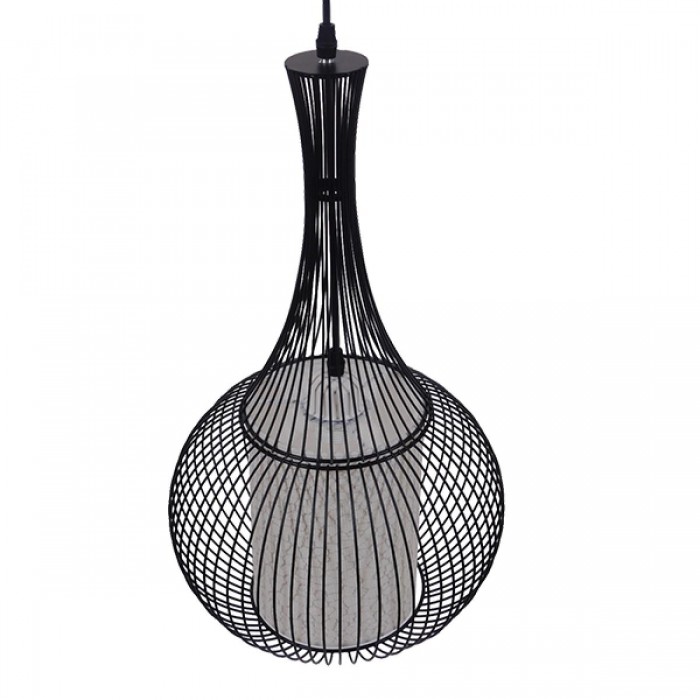 GloboStar® BERNA 01198 Μοντέρνο Κρεμαστό Φωτιστικό Οροφής Μονόφωτο Μαύρο Μεταλλικό Πλέγμα με Υφασμάτινο Εσωτερικό Καπέλο Φ30 x Y50cm GloboStar® BERNA 01198 Μοντέρνο Κρεμαστό Φωτιστικό Οροφής Μονόφωτο Μαύρο Μεταλλικό Πλέγμα με Υφασμάτινο Εσωτερικό Καπέλο Φ30 x Y50cm